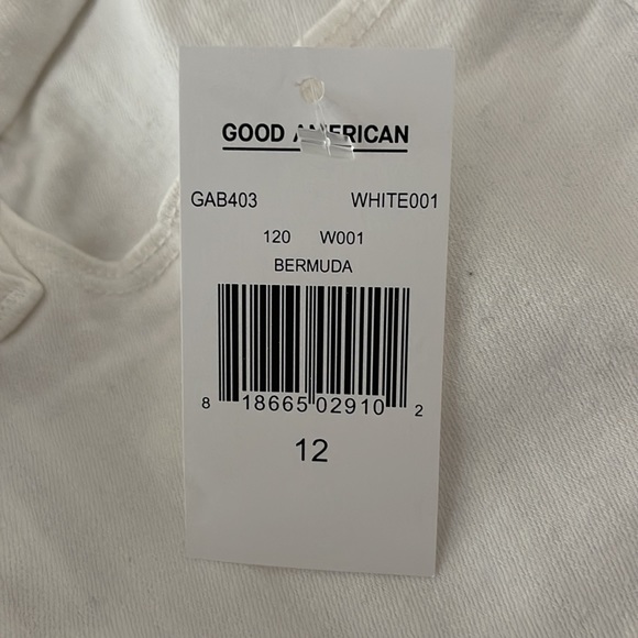 GOOD AMERICAN white denim Bermuda long cut off shorts - Picture 3 of 3